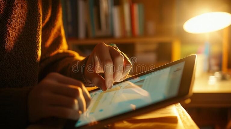 henkilo kayttamassa mobiilisovellusta tablettina