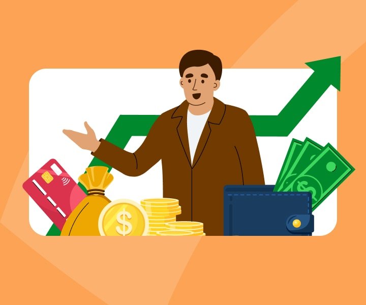 ihminen laskee palkkakuittia ja lompakkoa