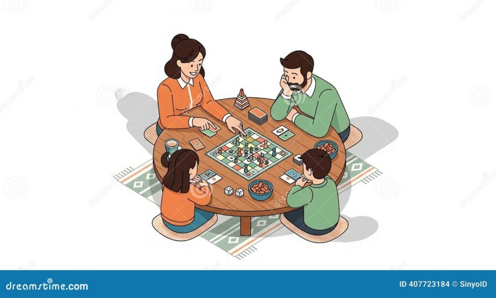 Miten Toimii Kaikki Vastaan Kaikki -pelimuoto 1 ihmisten pelaaminen yhdessa poydan ymparilla