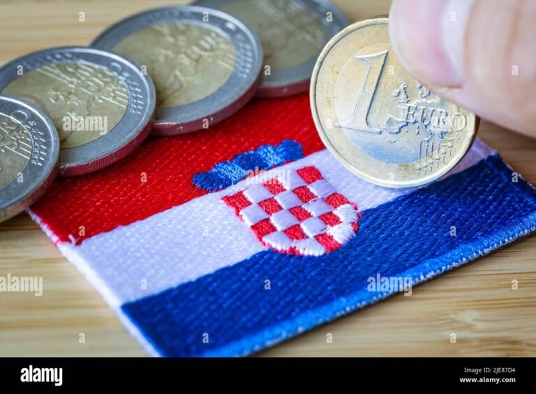 kroatian euromuutos valuuttakolikot ja lippu