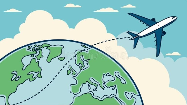 lentokone matkalla yli maailmanlaajuisen kartan