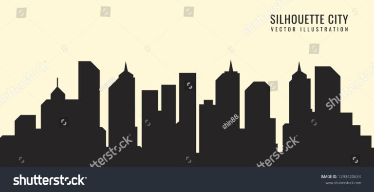 moderni kaupunkinakyma talojen ja pankkien siluetti