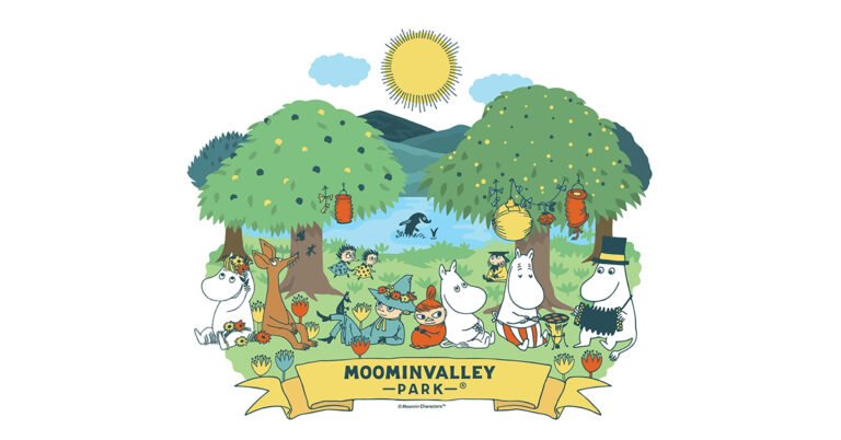 Mitkä Hahmot Kuuluvat Muumitalo Muki Sarjaan 13 muumihahmot rivissa varikkaassa maisemassa