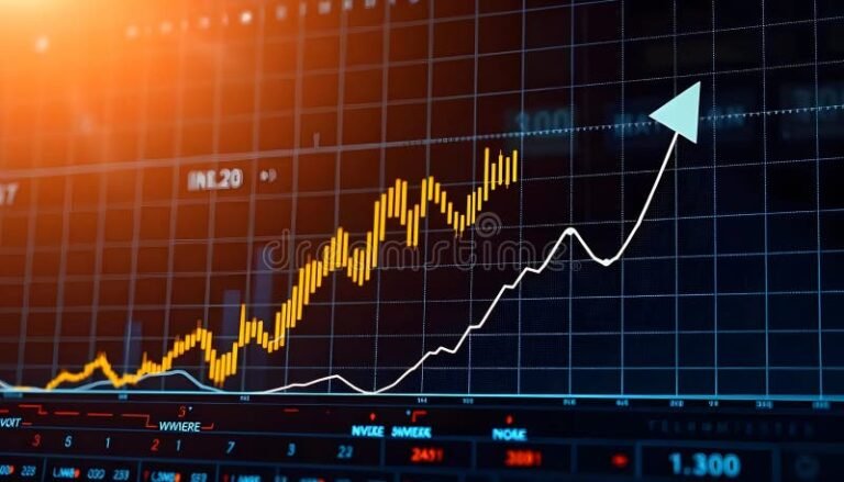 osakekurssikayra graafisella taustalla