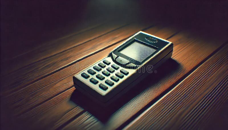 vanha matkapuhelin poydalla retrovalossa