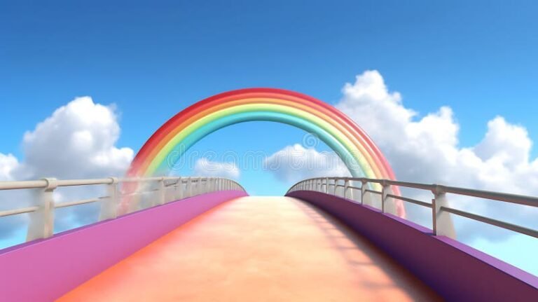 Mitä Tarkoittaa Hyvää Matkaa Sateenkaarisillalle 7 varikas sateenkaarisilta kirkkaalla taivaalla