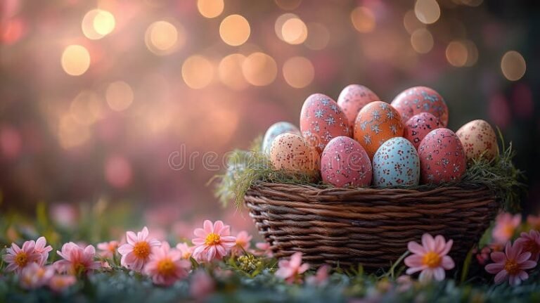 varikkaita paasiaismunia ja kukkia