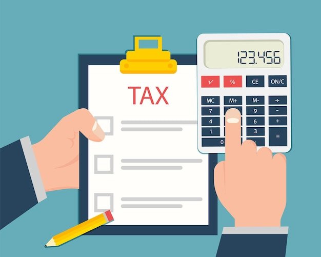 yrittaja ja laskin veropapereiden aarella